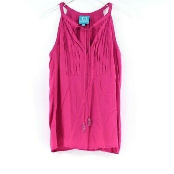 ESCAPADA Fuchsia Pleat Front Halter Tunic Top #K18 - Picture 2 of 9